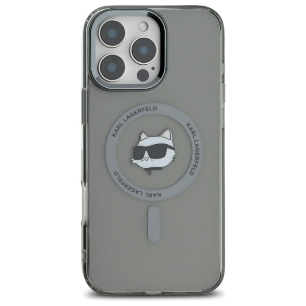 Custodia MagSafe per Apple iPhone 16 Pro Max, Karl Lagerfeld, IML Metal Choupette's Head, Nera