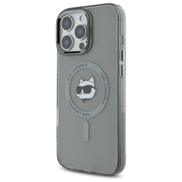 Custodia MagSafe per Apple iPhone 16 Pro Max, Karl Lagerfeld, IML Metal Choupette's Head, Nera