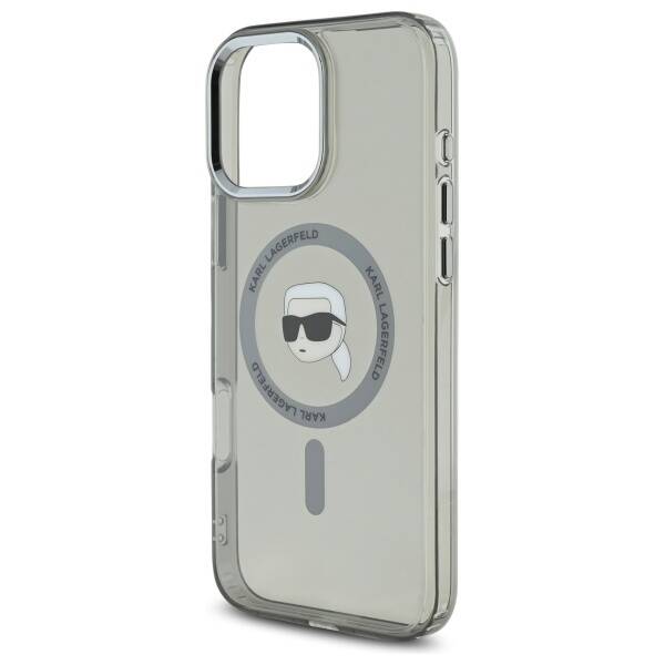 Custodia MagSafe per Apple iPhone 16 Pro Max, Karl Lagerfeld, IML Metal Karl's Head, Nera