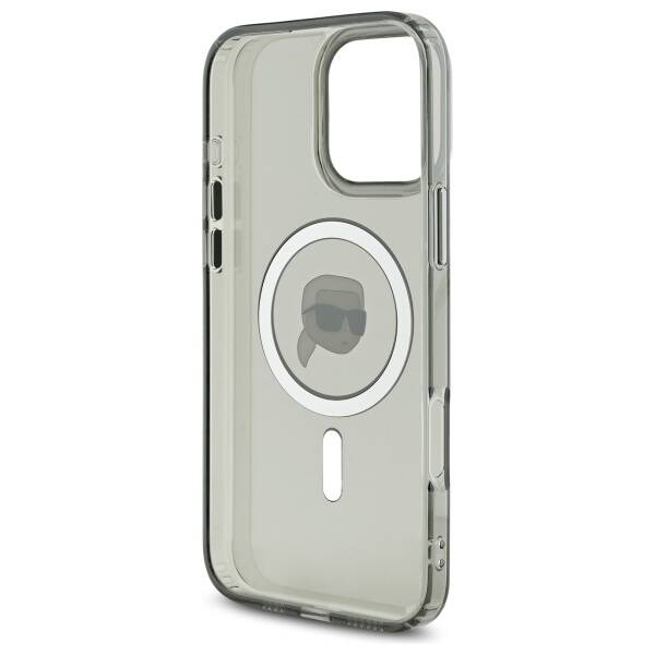 Custodia MagSafe per Apple iPhone 16 Pro Max, Karl Lagerfeld, IML Metal Karl's Head, Nera