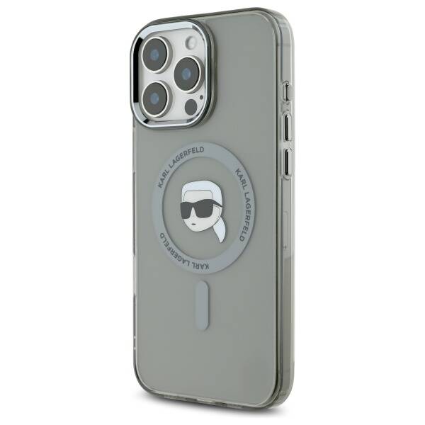 Custodia MagSafe per Apple iPhone 16 Pro Max, Karl Lagerfeld, IML Metal Karl's Head, Nera