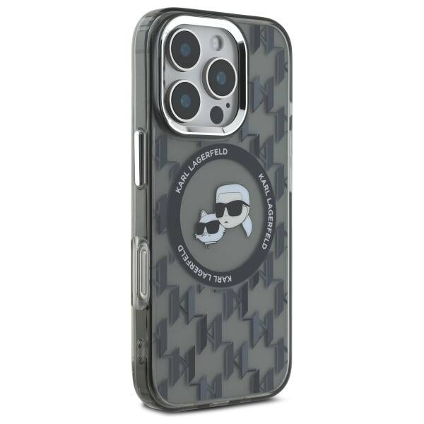 Custodia MagSafe per Apple iPhone 16 Pro Max, Karl Lagerfeld, IML Monogramma Karl & Choupette's Heads, Nera