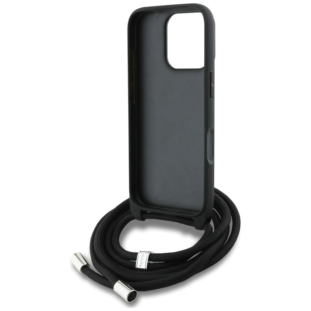 Custodia MagSafe per Apple iPhone 16 Pro Max, Karl Lagerfeld, Saffiano Crossbody, Nera
