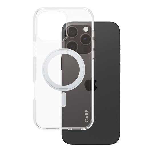 Custodia MagSafe per Apple iPhone 16 Pro Max, PanzerGlass, con Supporto Kickstand, Trasparente Argentata