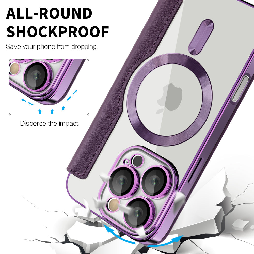 Custodia MagSafe per Apple iPhone 16 Pro Max, Techsuit, SmartMag Book, Viola