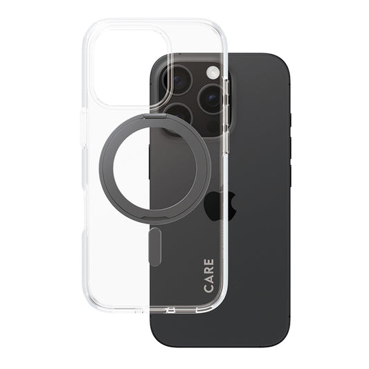 Custodia MagSafe per Apple iPhone 16 Pro, PanzerGlass, con Supporto Kickstand, Trasparente Nera
