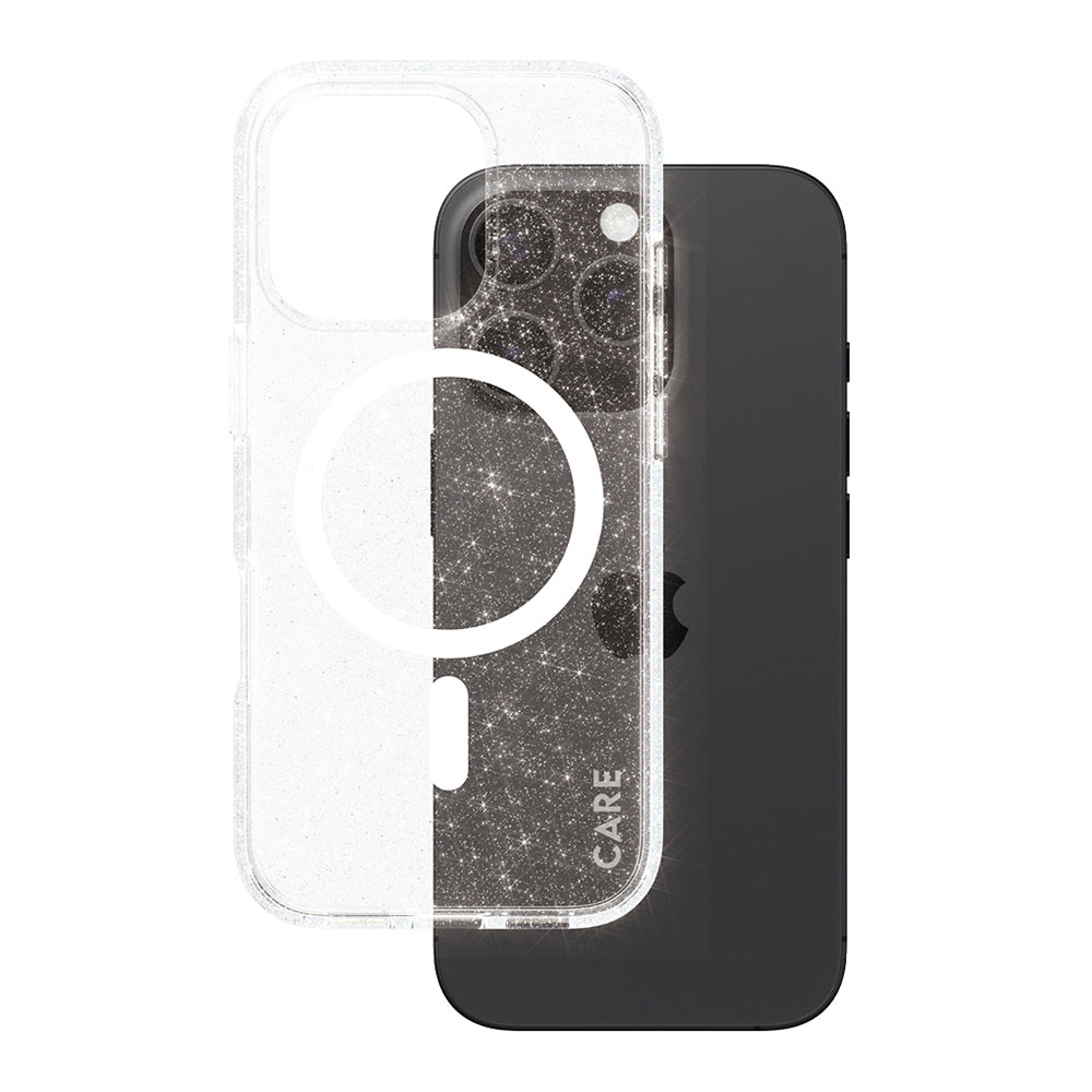 Custodia MagSafe per Apple iPhone 16 Pro, PanzerGlass, Care Urban Combat Star Lit, Trasparente Bianca