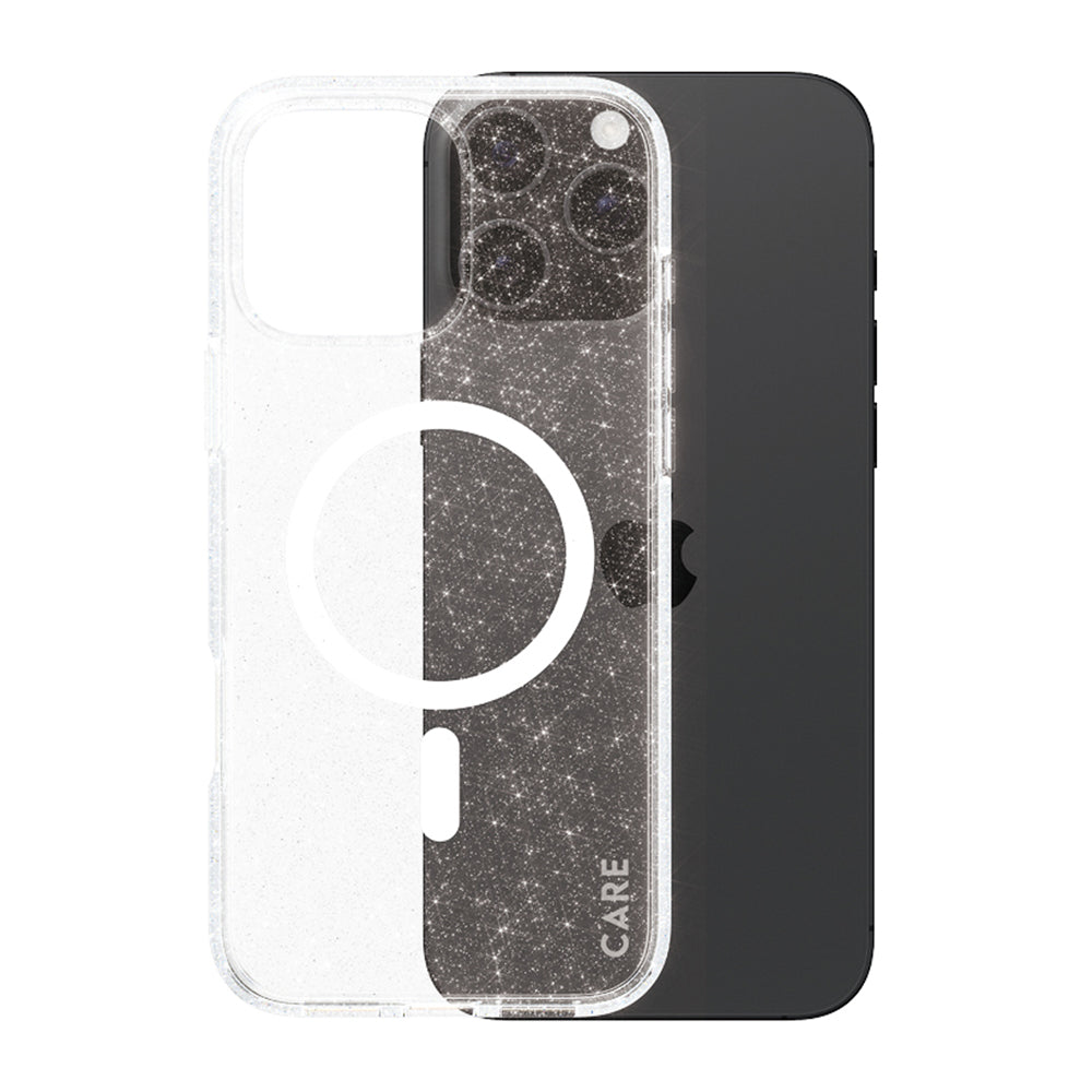 Custodia MagSafe per Apple iPhone 16 Pro, PanzerGlass, Care Urban Combat Star Lit, Trasparente Bianca