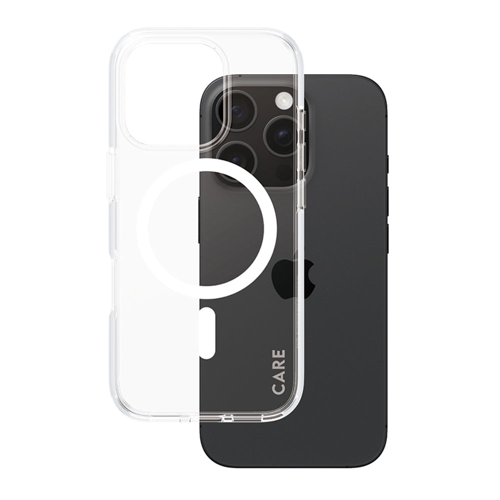 Custodia MagSafe per Apple iPhone 16 Pro, PanzerGlass, Care Urban Combat, Trasparente Bianca