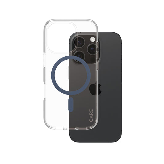 Custodia MagSafe per Apple iPhone 16 Pro, PanzerGlass, Care Urban Combat, Trasparente Blu