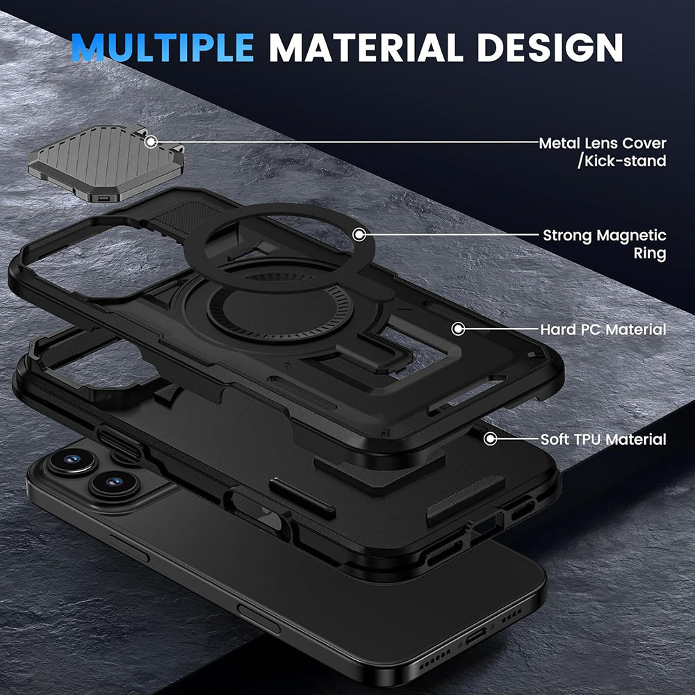 Custodia MagSafe per Apple iPhone 16 Pro, Techsuit, CamVault, Nera