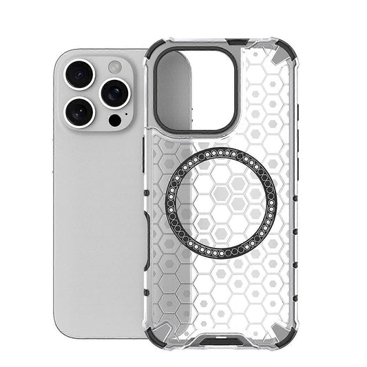 Custodia MagSafe per Apple iPhone 16 Pro, Techsuit, HoneyComb Shield, Bianca