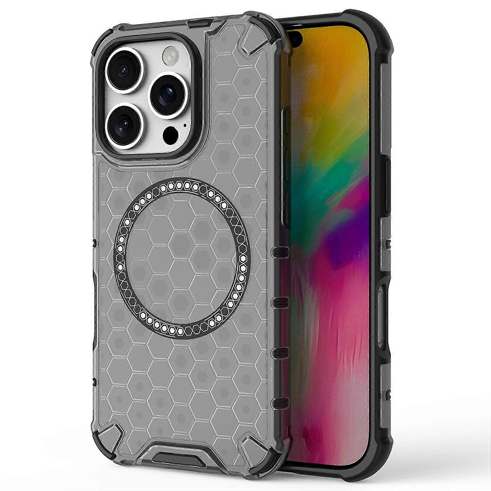 Custodia MagSafe per Apple iPhone 16 Pro, Techsuit, HoneyComb Shield, Nera