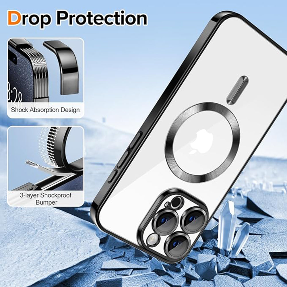 Custodia MagSafe per Apple iPhone 16 Pro, Techsuit, Luxury Crystal, Dorata