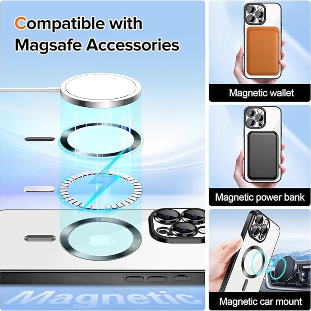 Custodia MagSafe per Apple iPhone 16 Pro, Techsuit, Luxury Crystal, Dorata