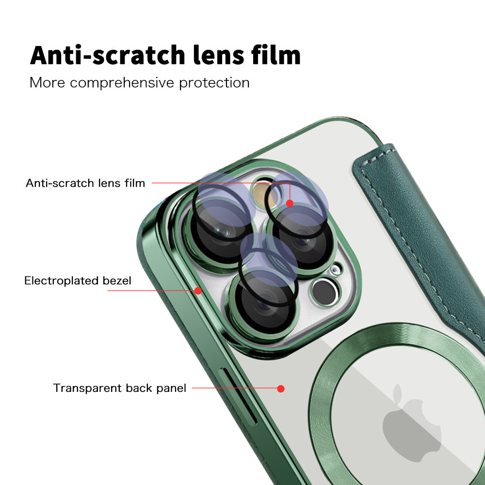 Custodia MagSafe per Apple iPhone 16 Pro, Techsuit, SmartMag Book, Verde