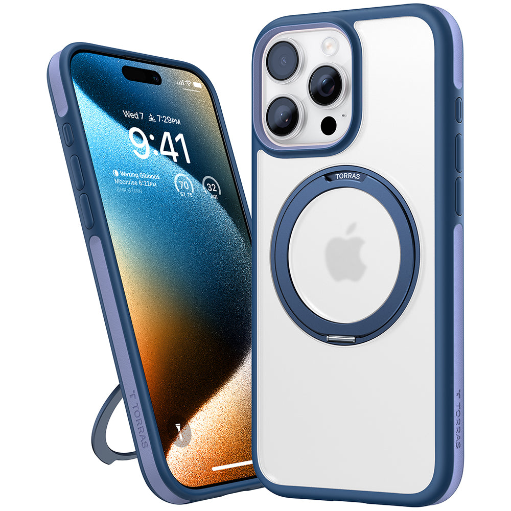 Custodia MagSafe per Apple iPhone 16 Pro, Torras, Ostand R Fusion, Blu Navy