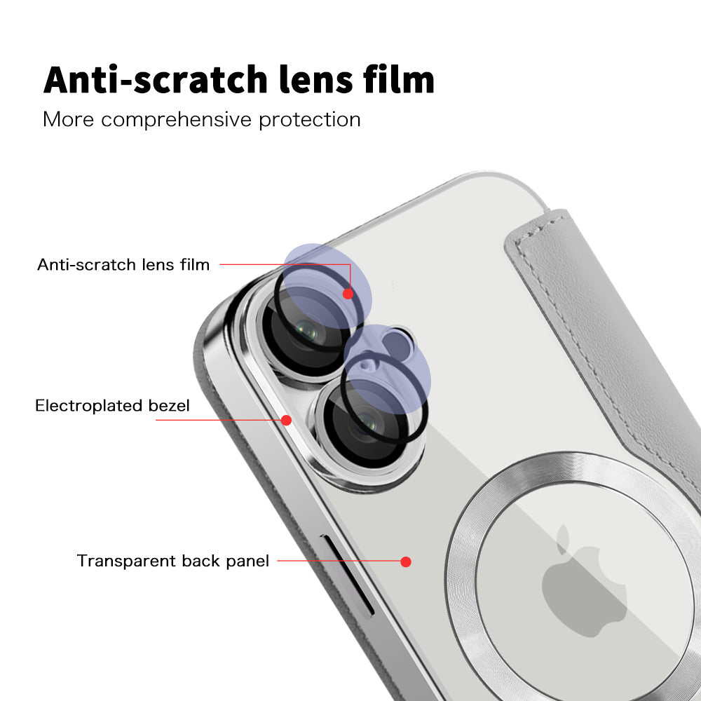 Custodia MagSafe per Apple iPhone 16, Techsuit, SmartMag Book, Grigio
