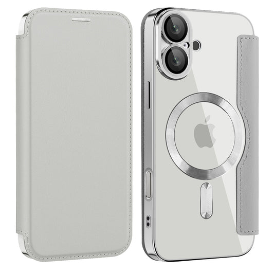 Custodia MagSafe per Apple iPhone 16, Techsuit, SmartMag Book, Grigio