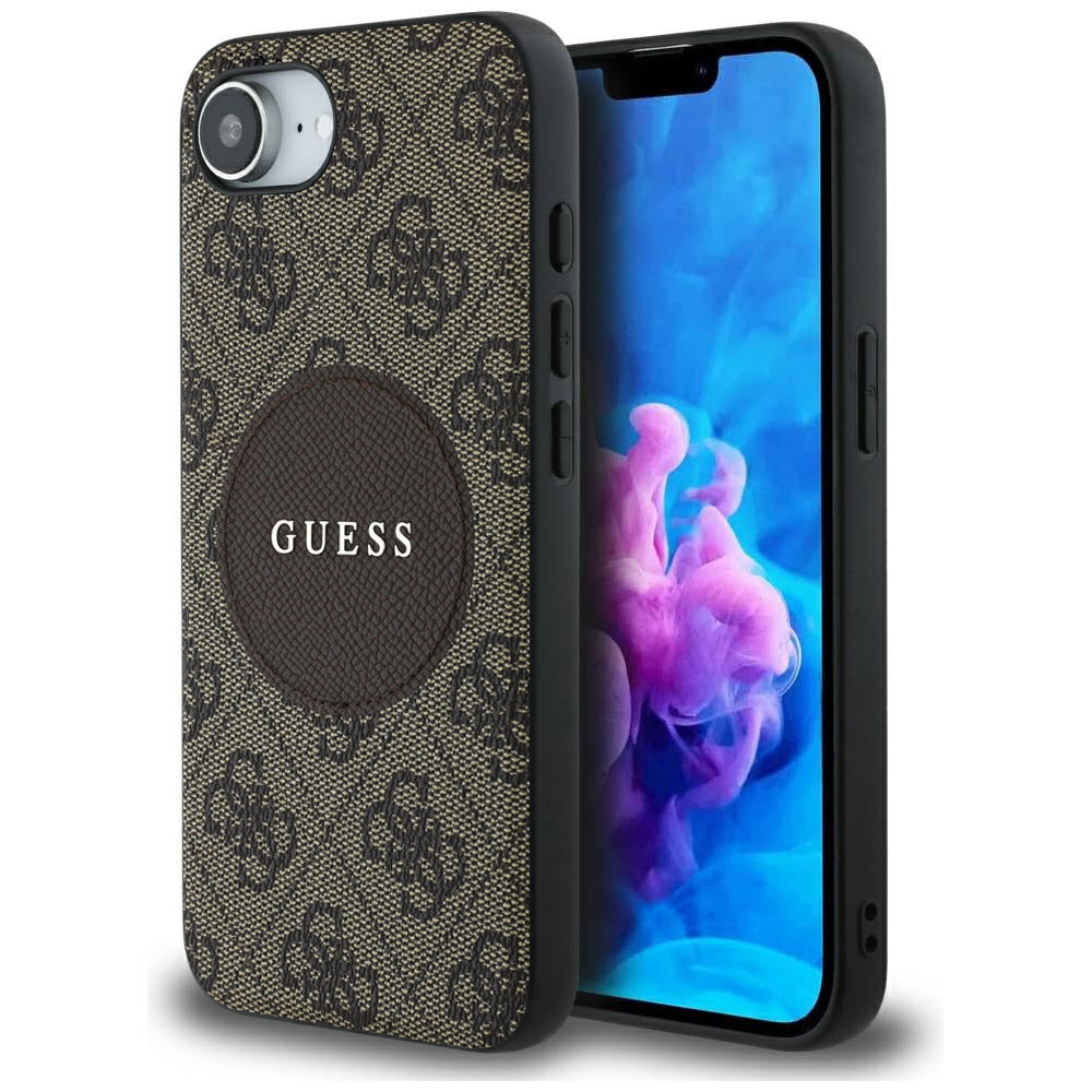 Custodia MagSafe per Apple iPhone 17e / 16e, Guess, 4G Circle Classic Logo, Marrone