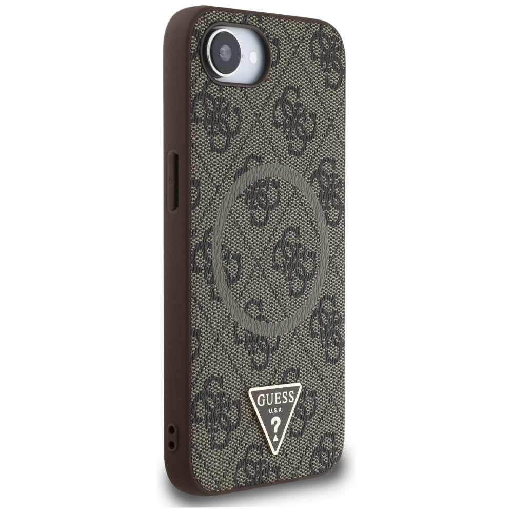 Custodia MagSafe per Apple iPhone 17e / 16e, Guess, 4G Ring Triangle Logo, Marrone