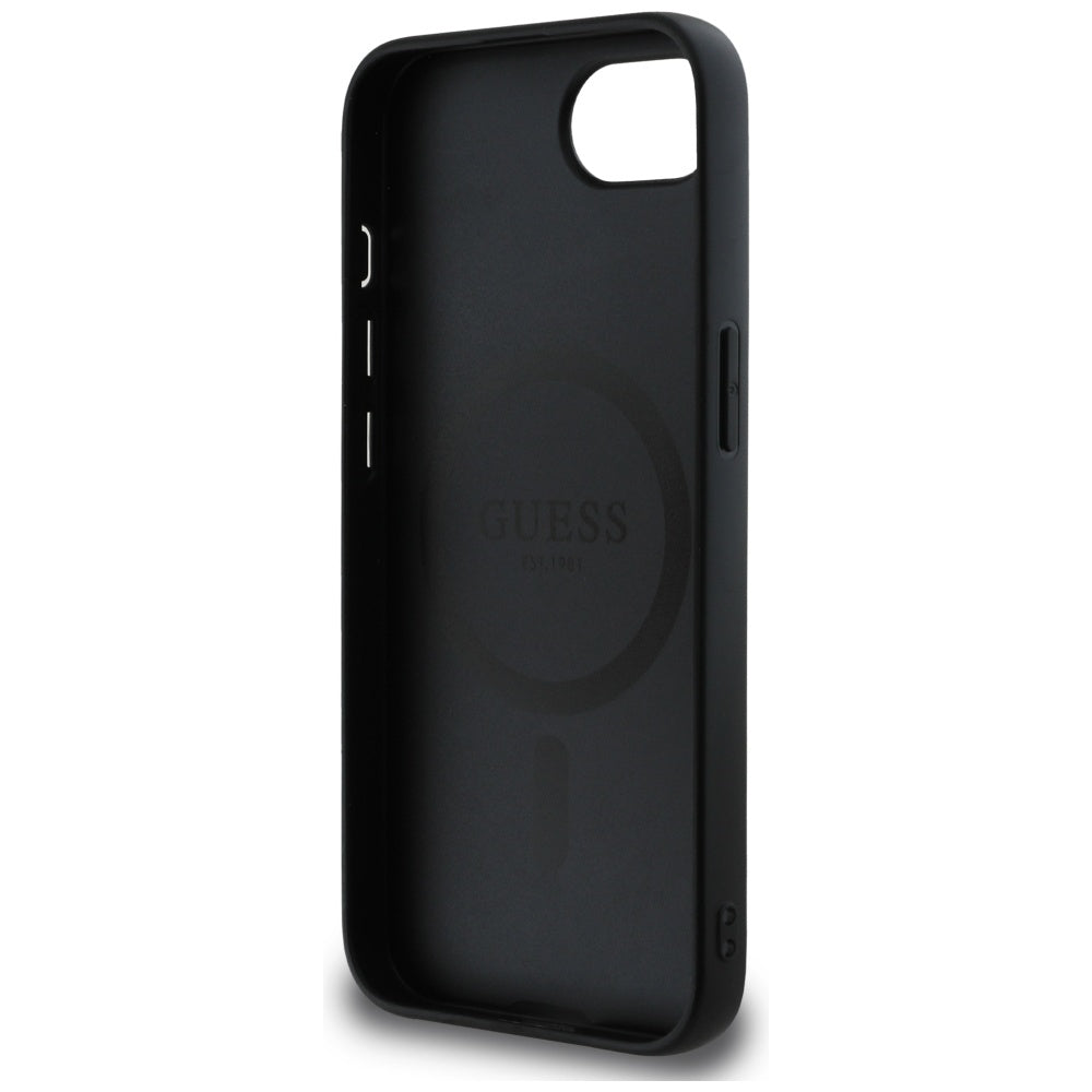 Custodia MagSafe per Apple iPhone 17e / 16e, Guess, 4G Ring Triangle Logo, Nera
