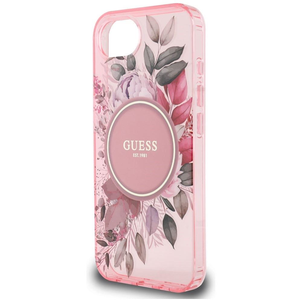 Custodia MagSafe per Apple iPhone 17e / 16e, Guess, IML Flowers, Rosa