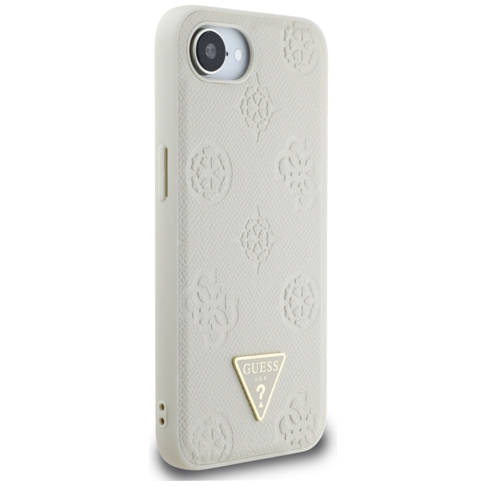 Custodia MagSafe per Apple iPhone 17e / 16e, Guess, Peony Grained Hot Stamp Triangle, Beige