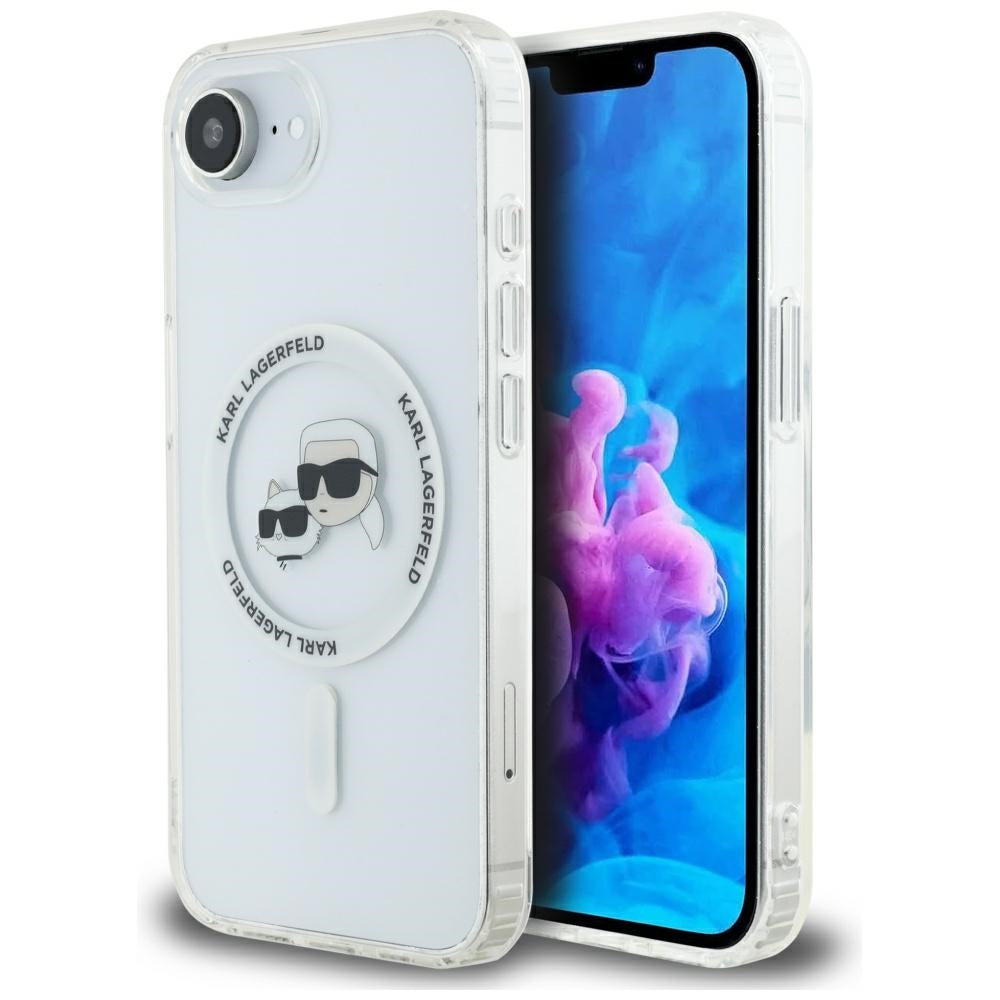 Custodia MagSafe per Apple iPhone 17e / 16e, Karl Lagerfeld, IML Metal Karl & Choupette's Heads, Bianca