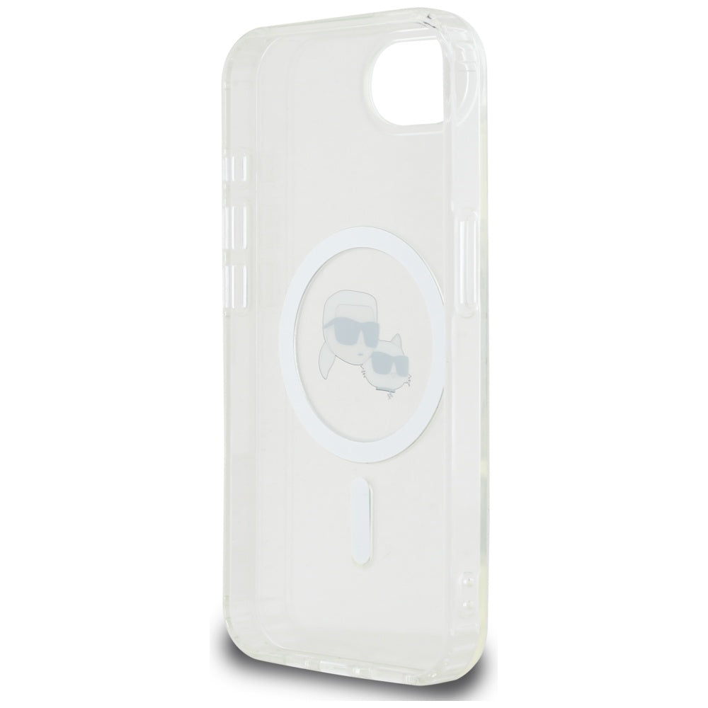 Custodia MagSafe per Apple iPhone 17e / 16e, Karl Lagerfeld, IML Metal Karl & Choupette's Heads, Bianca