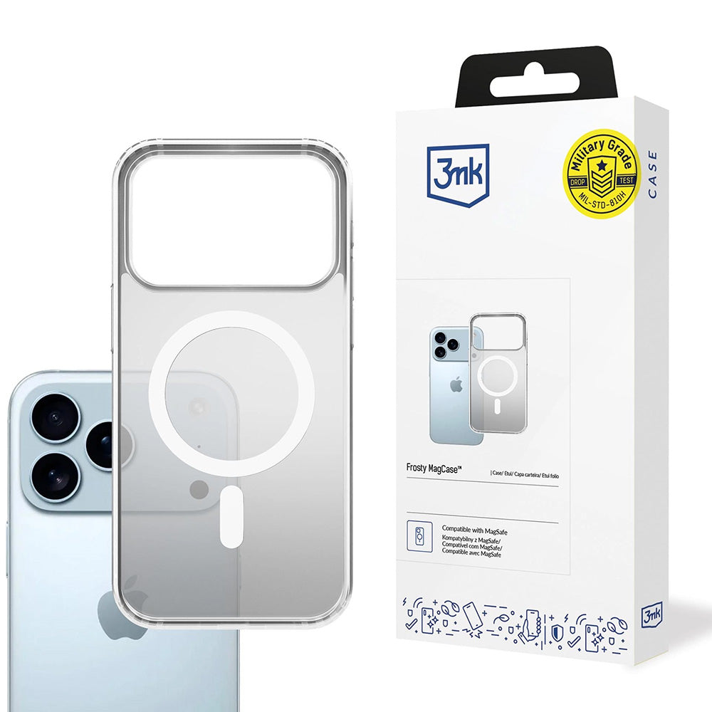 Custodia MagSafe per Apple iPhone 17 Pro, 3MK, Frosty MagCase, Bianca