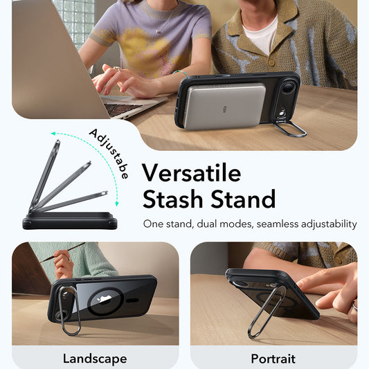 Custodia MagSafe per Apple iPhone 17 Air, ESR, Classic Hybrid Kickstand, Nera Trasparente