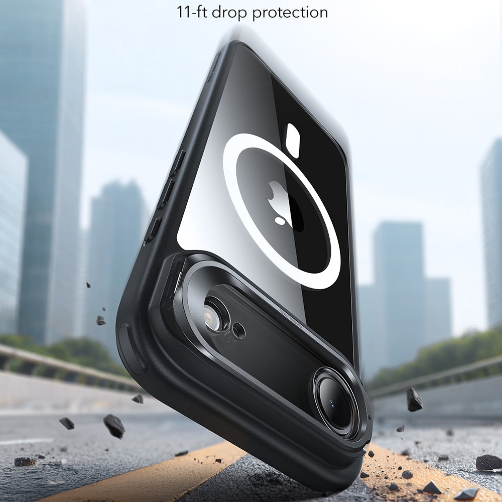 Custodia MagSafe per Apple iPhone 17 Air, ESR, Classic Hybrid Kickstand, Nera Trasparente