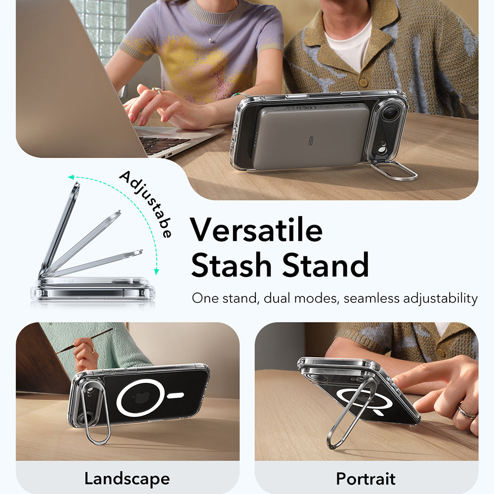 Custodia MagSafe per Apple iPhone 17 Air, ESR, Classic Hybrid Kickstand, Trasparente