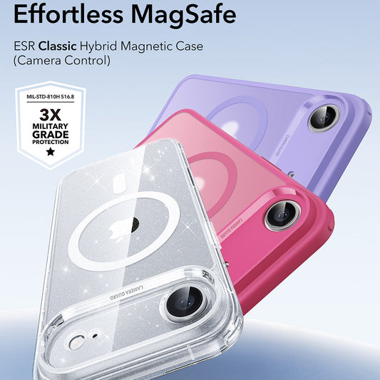 Custodia MagSafe per Apple iPhone 17 Air, ESR, Classic Hybrid Shimmer, Trasparente