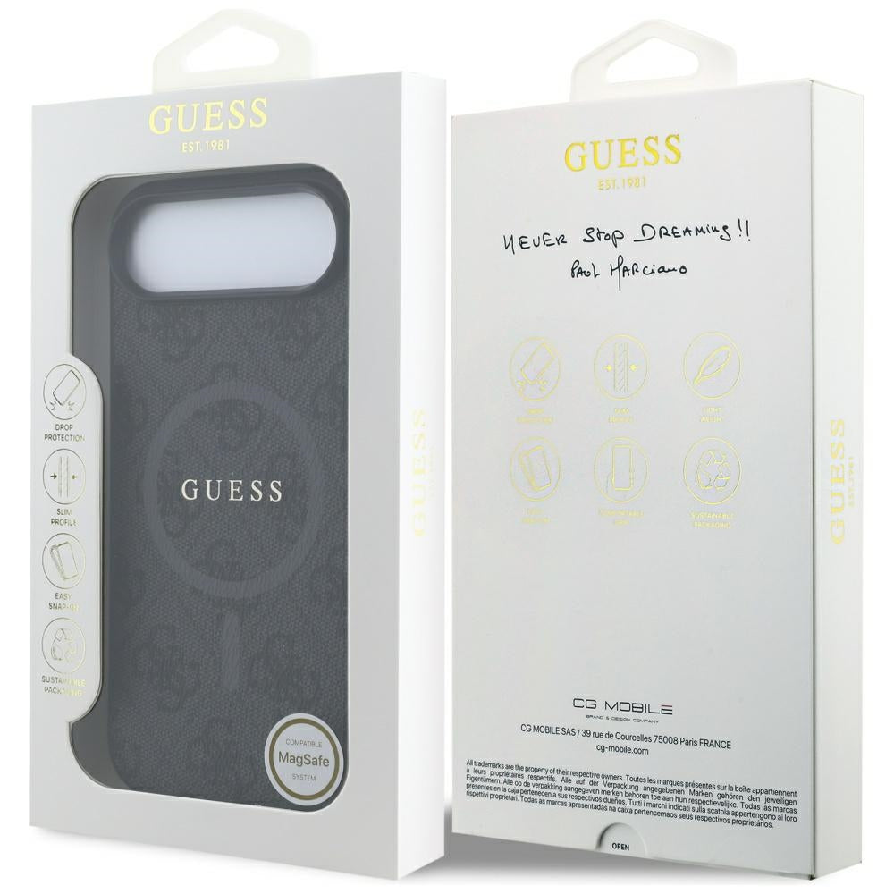 Custodia MagSafe per Apple iPhone 17 Air, Guess, 4G Ring Classic Logo, Nera