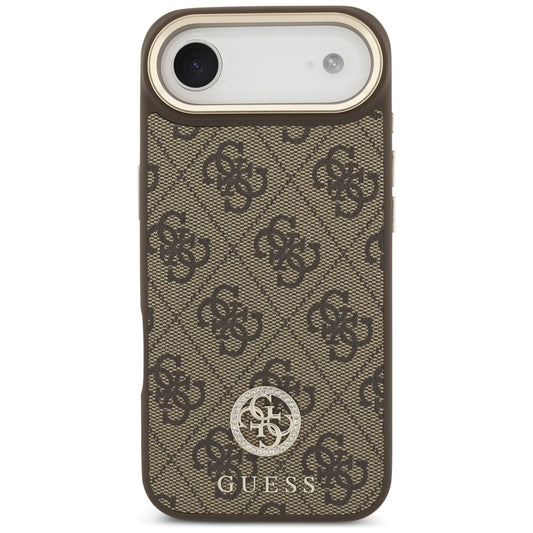 Custodia MagSafe per Apple iPhone 17 Air, Guess, 4G Strass Logo con Cinturino Grande, Marrone