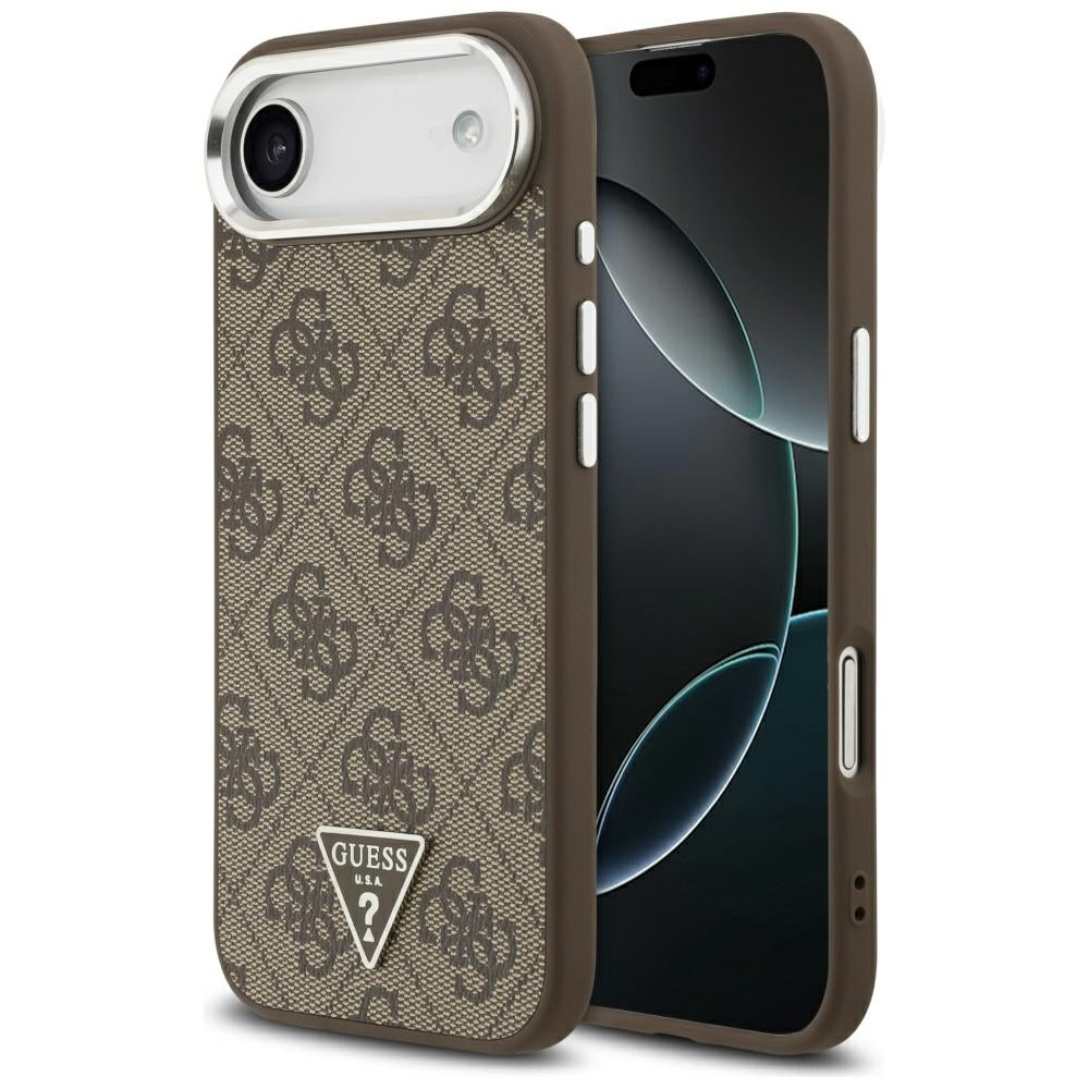 Custodia MagSafe per Apple iPhone 17 Air, Guess, Logo Triangolo 4G, Marrone Argentato