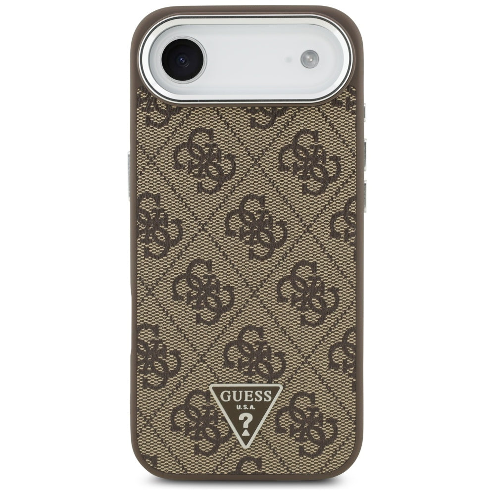 Custodia MagSafe per Apple iPhone 17 Air, Guess, Logo Triangolo 4G, Marrone Argentato