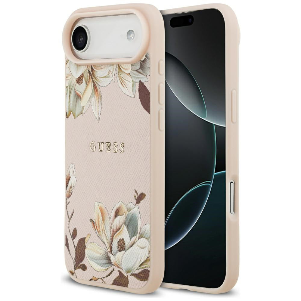 Custodia MagSafe per Apple iPhone 17 Air, Guess, Grained Flowers, Rosa