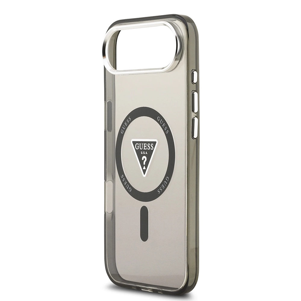 Custodia MagSafe per Apple iPhone 17 Air, Guess, Logo Triangolo Gradiente IML, Nera