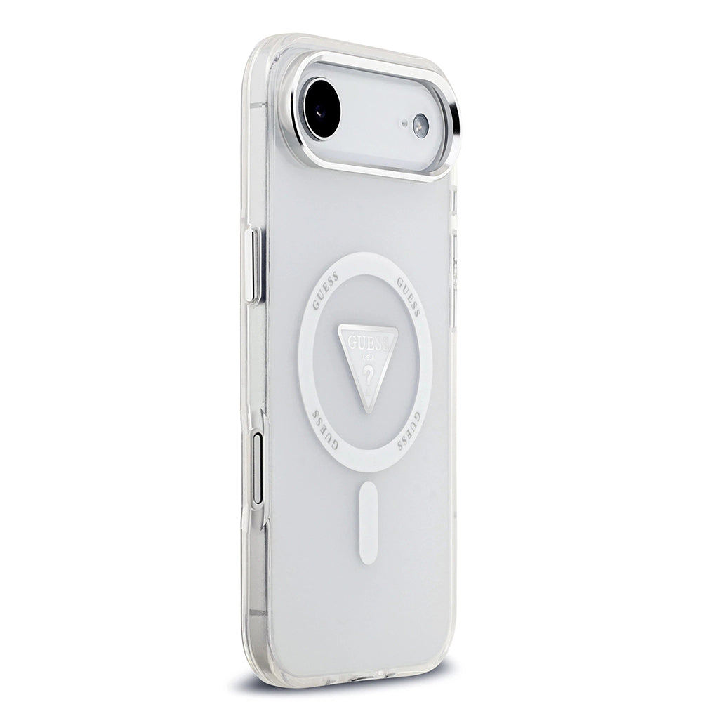 Custodia MagSafe per Apple iPhone 17 Air, Guess, Logo Triangolo Gradiente IML, Trasparente