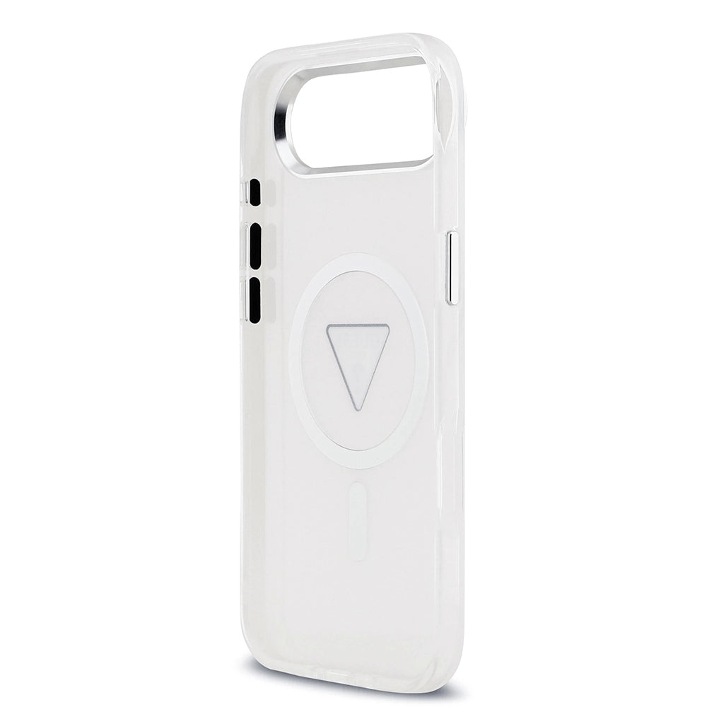 Custodia MagSafe per Apple iPhone 17 Air, Guess, Logo Triangolo Gradiente IML, Trasparente