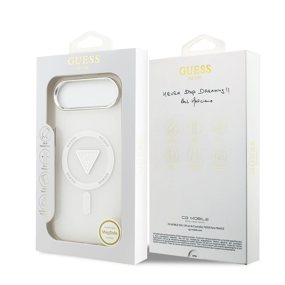 Custodia MagSafe per Apple iPhone 17 Air, Guess, Logo Triangolo Gradiente IML, Trasparente