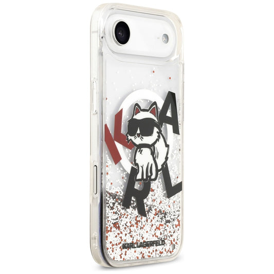 Custodia MagSafe per Apple iPhone 17 Air, Karl Lagerfeld, Liquid Glitter Choupette Logo, Trasparente