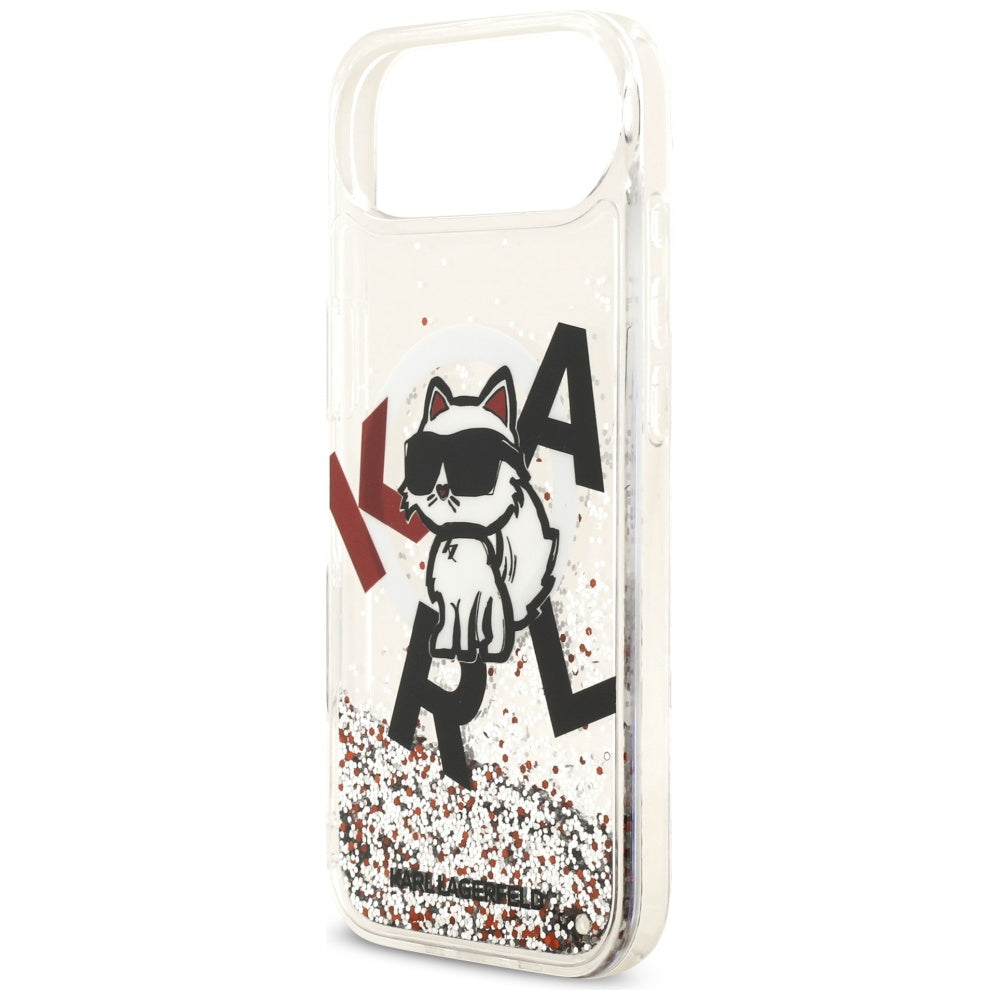 Custodia MagSafe per Apple iPhone 17 Air, Karl Lagerfeld, Liquid Glitter Choupette Logo, Trasparente