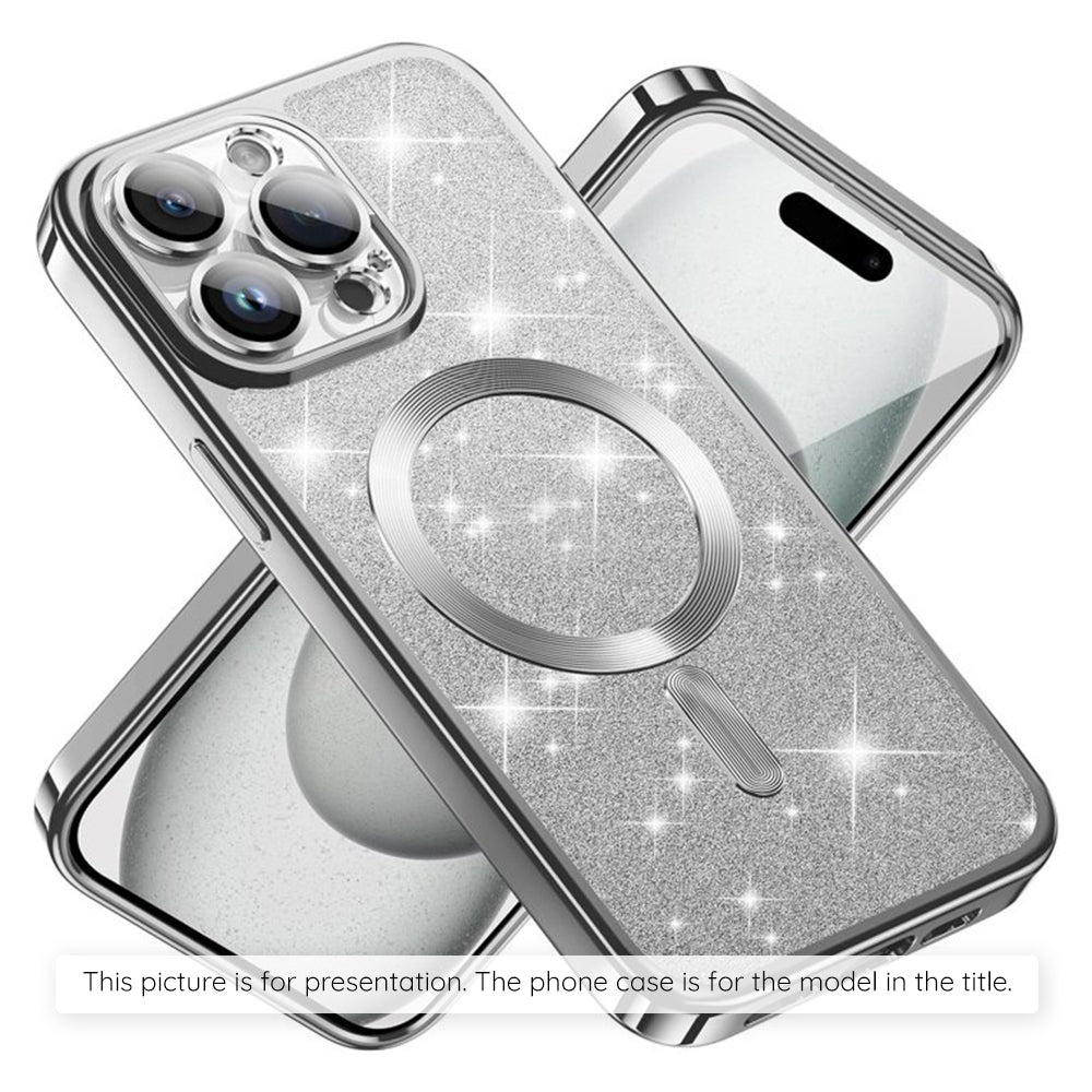 Custodia MagSafe per Apple iPhone 17 Air, Techsuit, Luxury Glitter, Argento