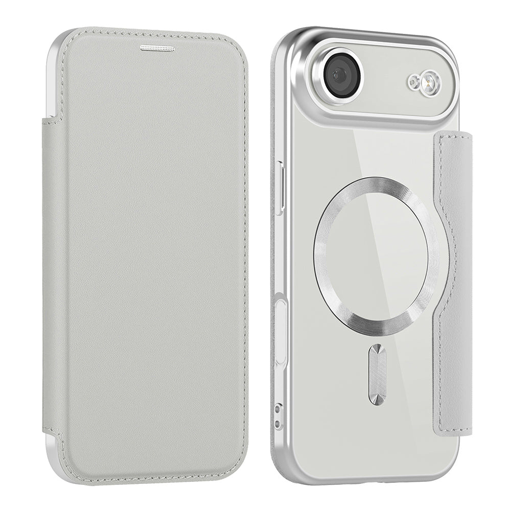 Custodia MagSafe per Apple iPhone 17 Air, Techsuit, SmartMag Book, Grigio