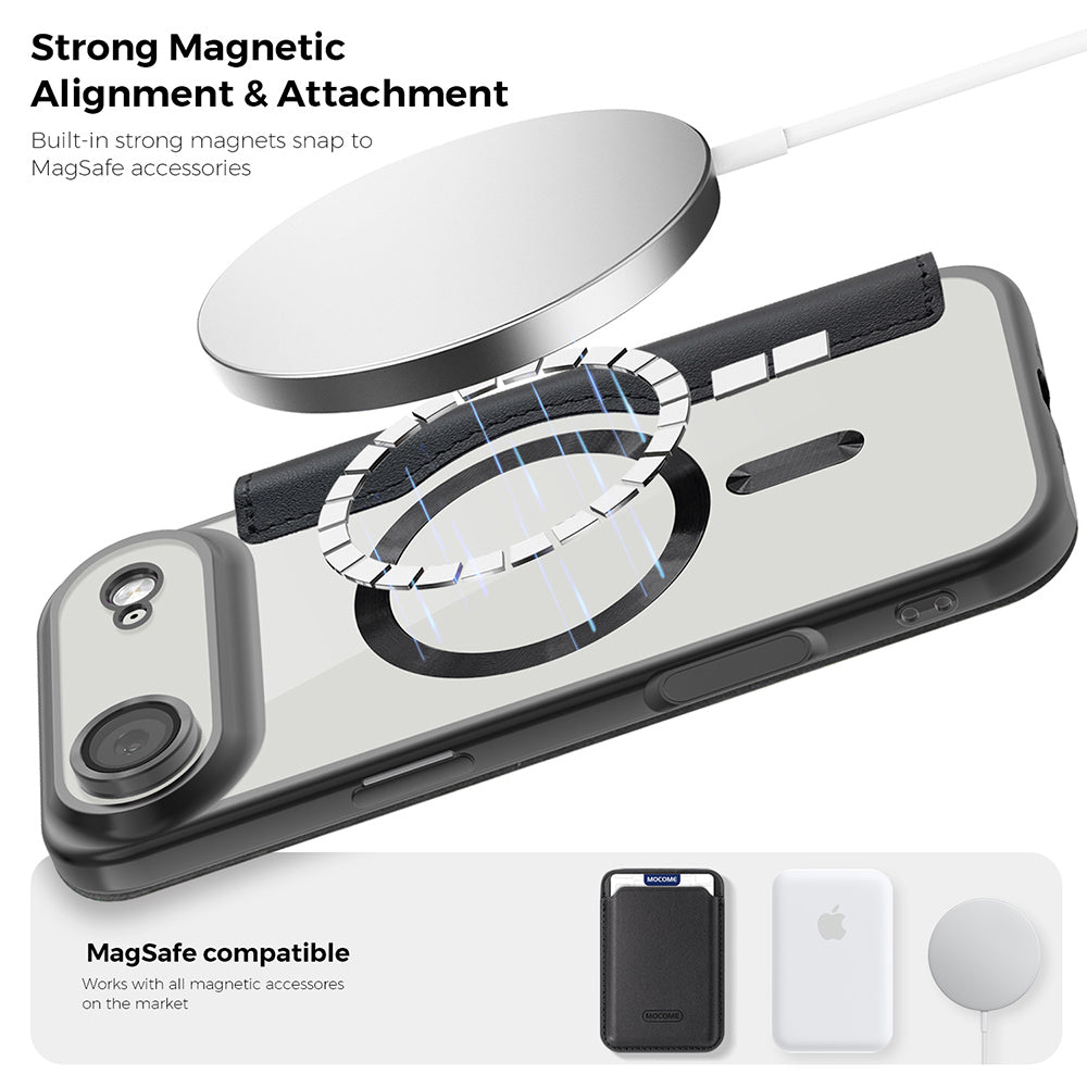 Custodia MagSafe per Apple iPhone 17 Air, Techsuit, SmartMag Book, Marrone