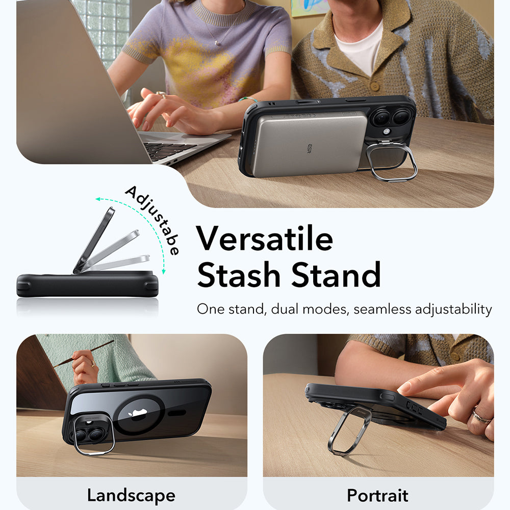 Custodia MagSafe per Apple iPhone 17, ESR, Classic Hybrid Kickstand, Nera Trasparente